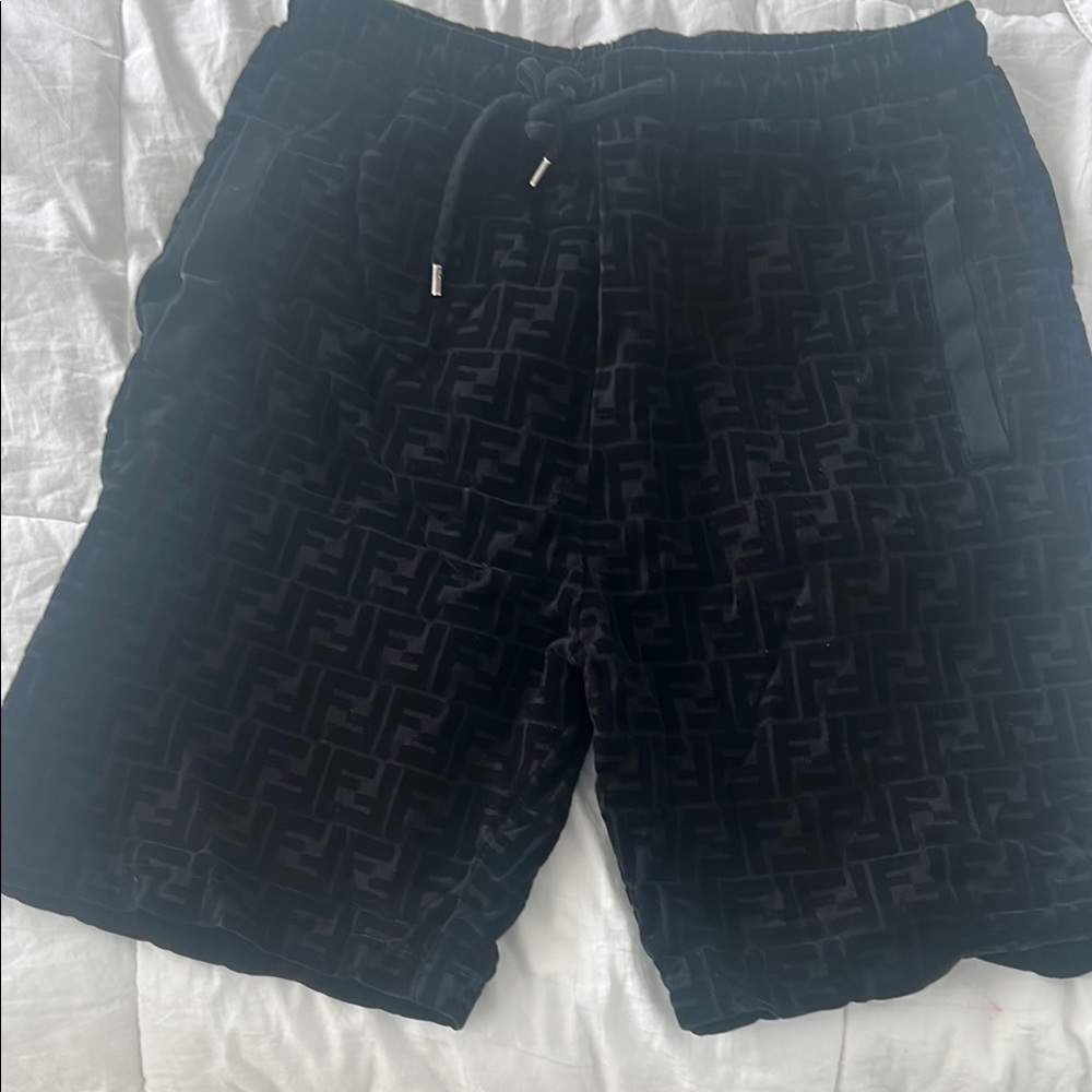 Fendi Dark Monogram Velvet Shorts